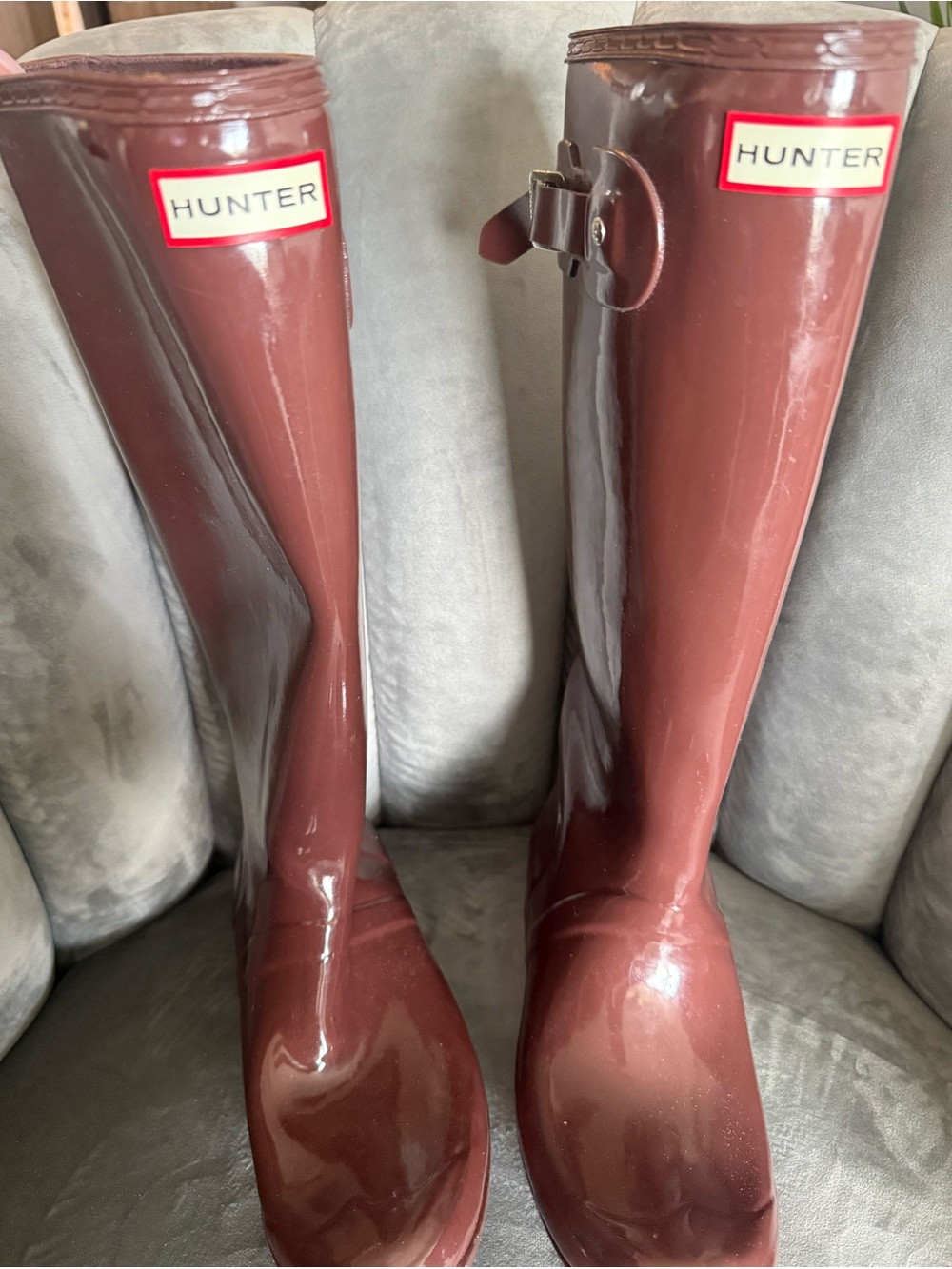 Hunter Women's Tall Glossy Wine Rain Boots